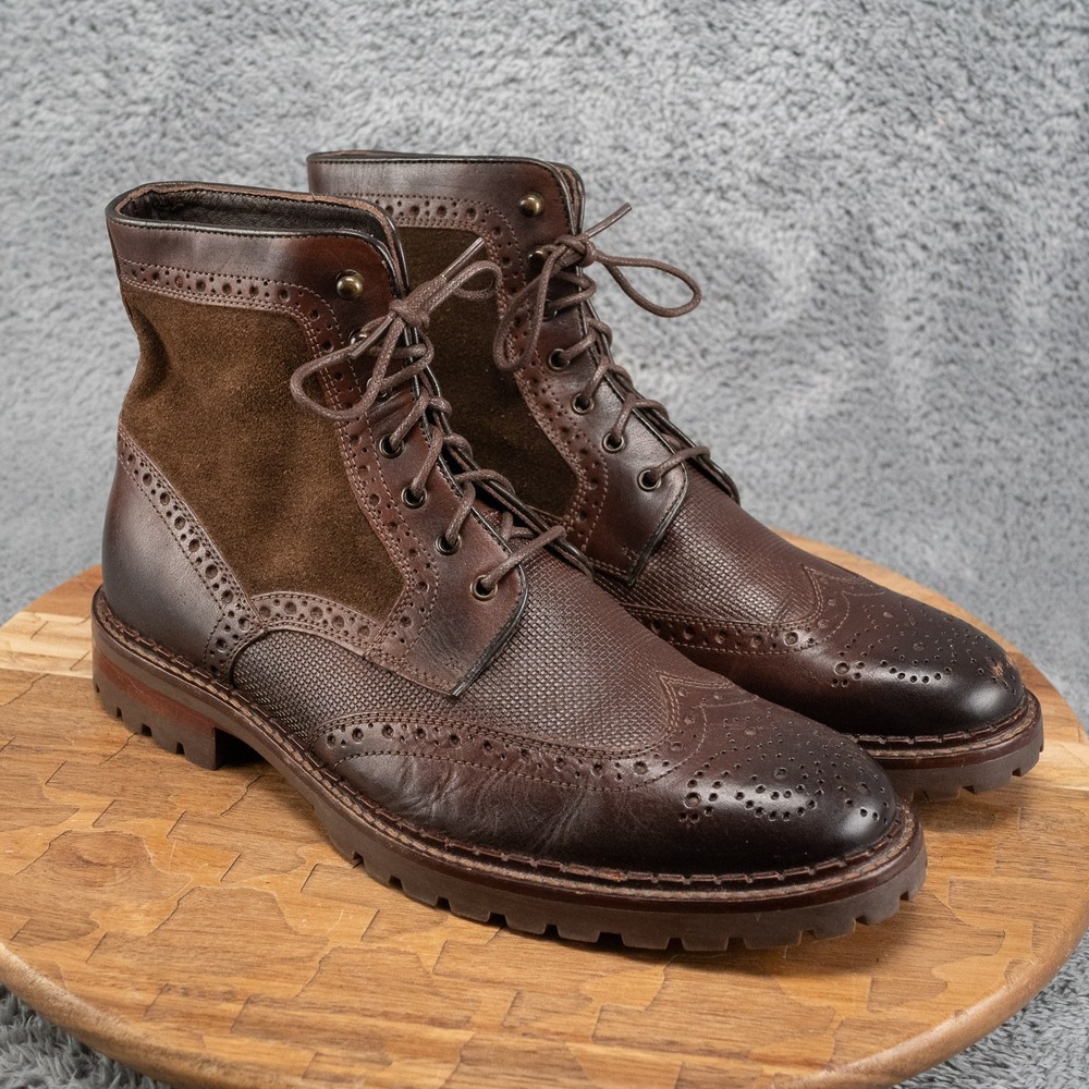 Johnston Murphy Men's Boots Brown Leather Wingtip Sheepskin 8.5 M